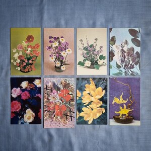 Paquete de postales vintage raras con motivos florales botánicos en blanco para felicitaciones, cumpleaños y aniversario.