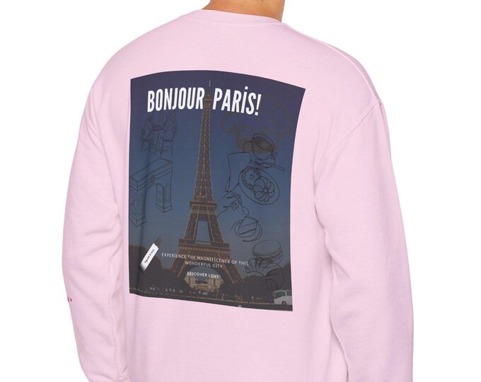 Featured listing image: Paris-Inspired Sweatshirt, Cozy Crewneck for Travel Lovers, Ideal for Gift, Fashionable Lounging, Celebrating Adventure