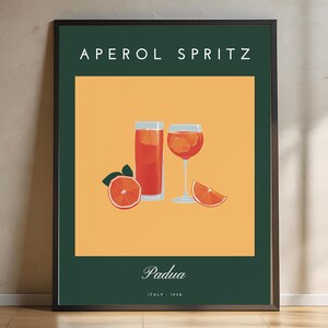 Vintage Aperol Spritz Art Instant Poster-Pobierz - Dodaj włoski urok retro do swojego baru! Ilustracja z Padwy, nostalgiczne włoskie klimaty z lat 50.