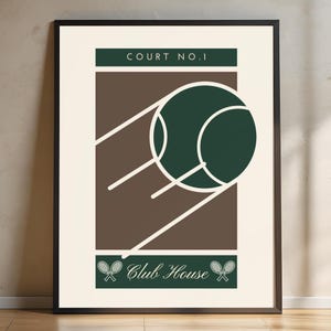 Tennis Ball Club House, tennis art | tennis poster | tennis club print | pastel tennis wall art | cute tennis gift | preppy wall art