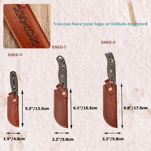 Funda de cuero vegetal curtido artesanal para ESEE 4, 5 y 6, funda de cuchillo personalizada, funda de cinturón con grabado personalizado para hoja fija. imagen 10