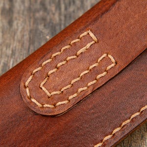 Funda de cuero vegetal curtido artesanal para ESEE 4, 5 y 6, funda de cuchillo personalizada, funda de cinturón con grabado personalizado para hoja fija. imagen 8