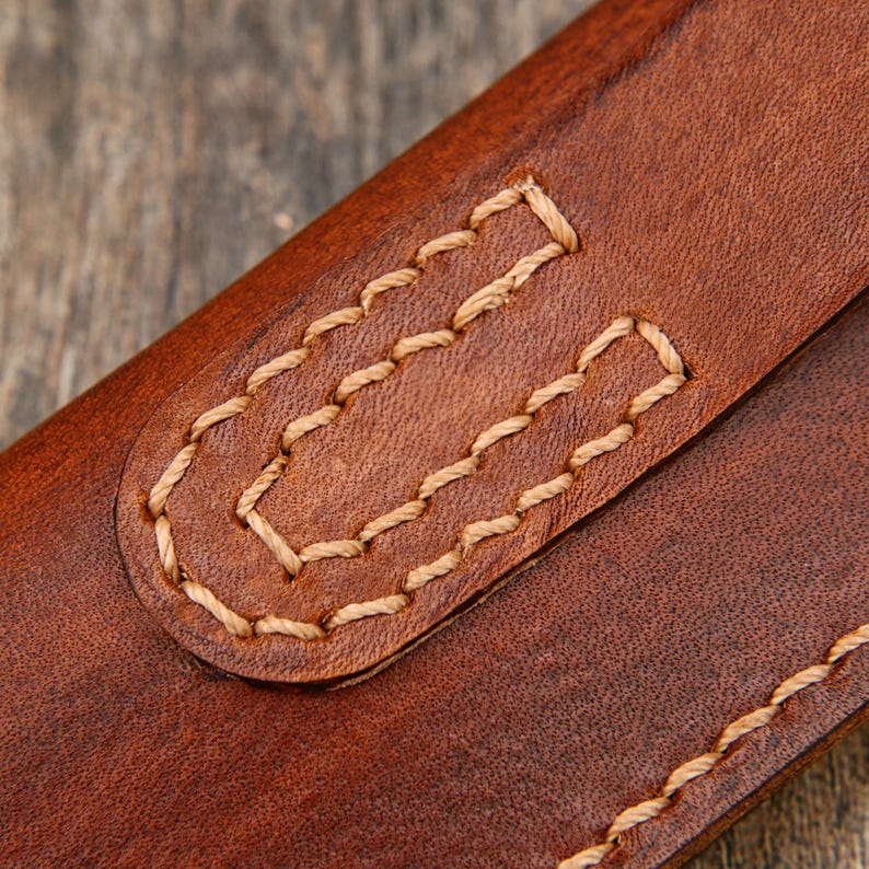Funda de cuero vegetal curtido artesanal para ESEE 4, 5 y 6, funda de cuchillo personalizada, funda de cinturón con grabado personalizado para hoja fija. imagen 8