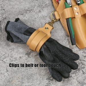 Veg-Tan Leather Glove/Scarf Holder – Swivel Clasp, D-Ring Strap Clip, Quick Release | Belt Loop & Tool Pouch Clip | Yoga Mat/Beach Towel image 5