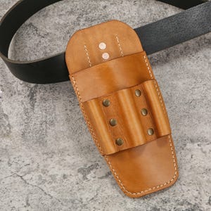 Hand-Stitched Veg-Tan Leather Tool Holster: Electrician&#39;s Belt Pouch