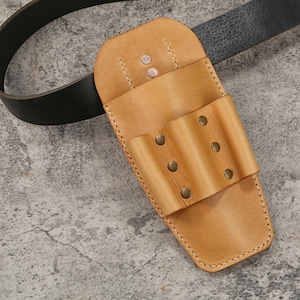 Veg-Tan Leather Tool Holster: 8&quot; Pliers + Screwdriver Belt Pouch