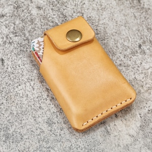 Handmade Leather Card Holder, Personalized Business Card Holder, Minimalist Wallet, Premium Vegetable-Tanned Leather, Gift for Him or Her