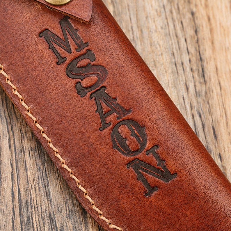 Funda de cuero vegetal curtido artesanal para ESEE 4, 5 y 6, funda de cuchillo personalizada, funda de cinturón con grabado personalizado para hoja fija. Yes