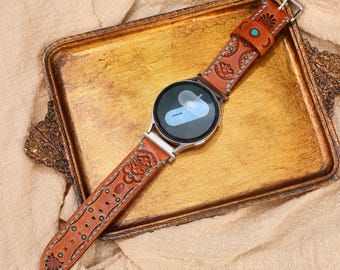 Handcrafted Leather Strap for Samsung Galaxy Watch 4, 5, 6, 7 – Durable, Engraved, Custom Fit SSFRL