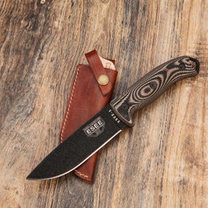 Funda de cuero vegetal curtido artesanal para ESEE 4, 5 y 6, funda de cuchillo personalizada, funda de cinturón con grabado personalizado para hoja fija. imagen 6