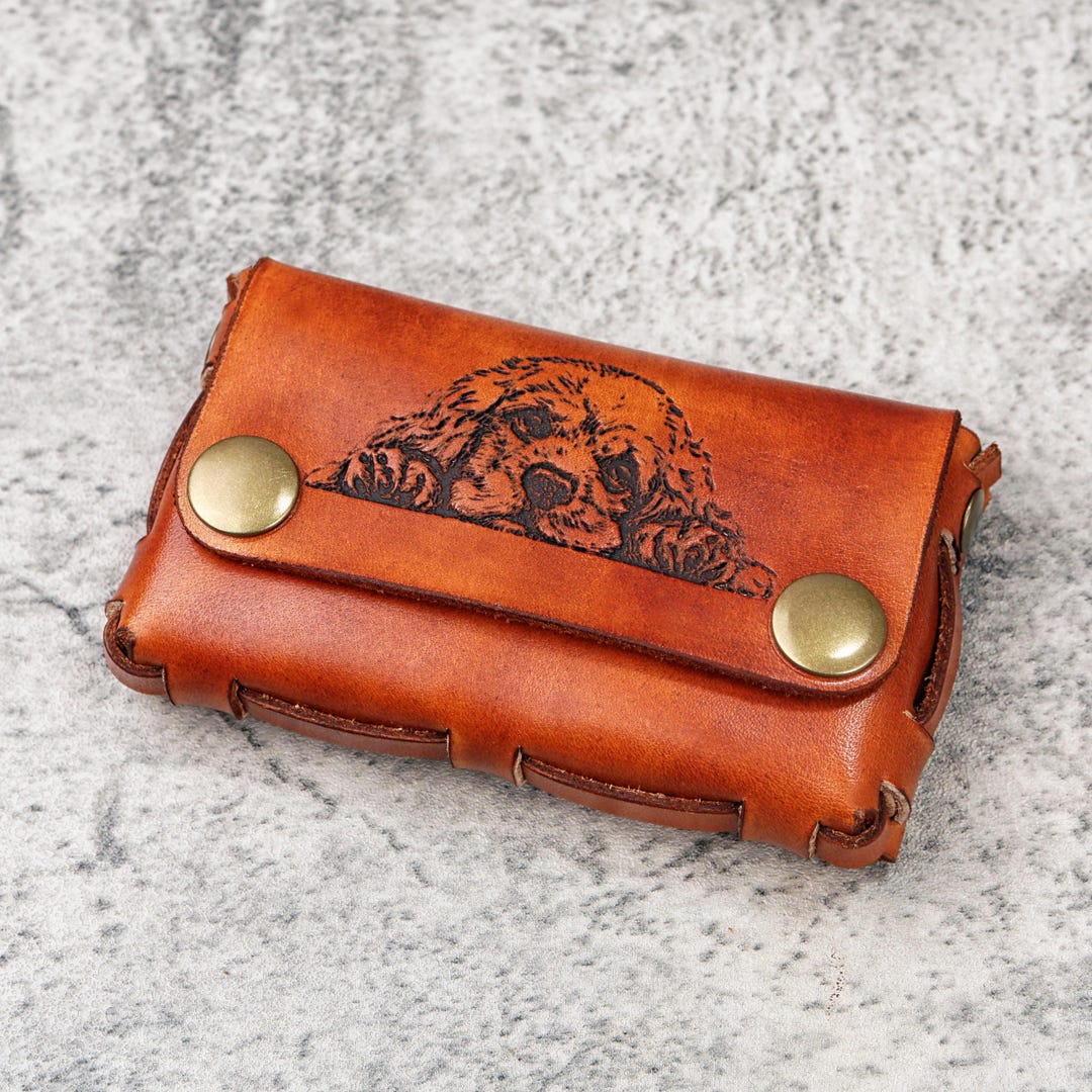 Dog Wallet Engraved Leather Dog Wallet: Handmade Credit Card & Business Card ...