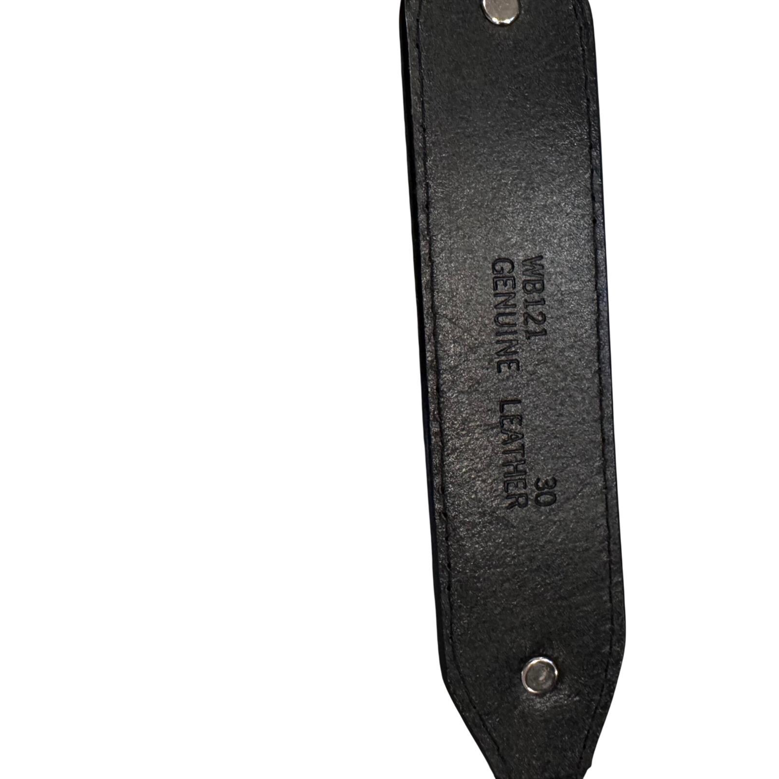 Vintage WFA Western Leather Belt Black Leather Silvertone  display picture 2