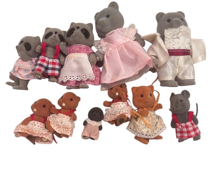 Epoch 1985 Taiwan Calico Critters Sylvanian Families Lot 11 Bears ...