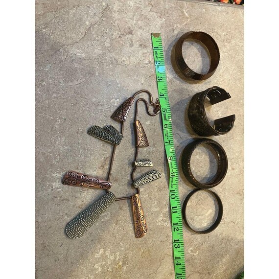 Copper bracelets and copper colored necklace lot … - image 9