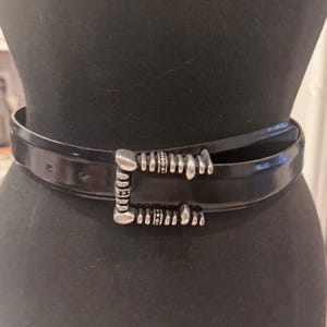 Vicenza Black Italian Calfskin Leather Belt Ornate Buckle  display picture 1