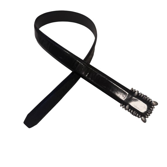 Vicenza Black Italian Calfskin Leather Belt Ornate Buckle  display picture 3