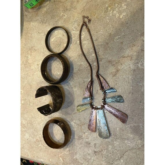 Copper bracelets and copper colored necklace lot … - image 8