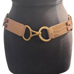 Chicos women’s brown and Gold Designer Belt CHICOS Belt Womens S/M Brown Hip / Waist Belt Leather Gold  main image 4
