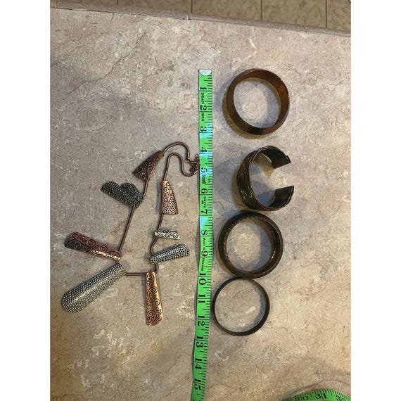Copper bracelets and copper colored necklace lot … - image 10