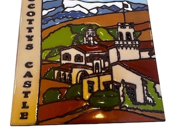 Earthtones Scottys Castle Death Valley Ceramic Art Tile 2006 Tucson AZ 6x6 4534A
