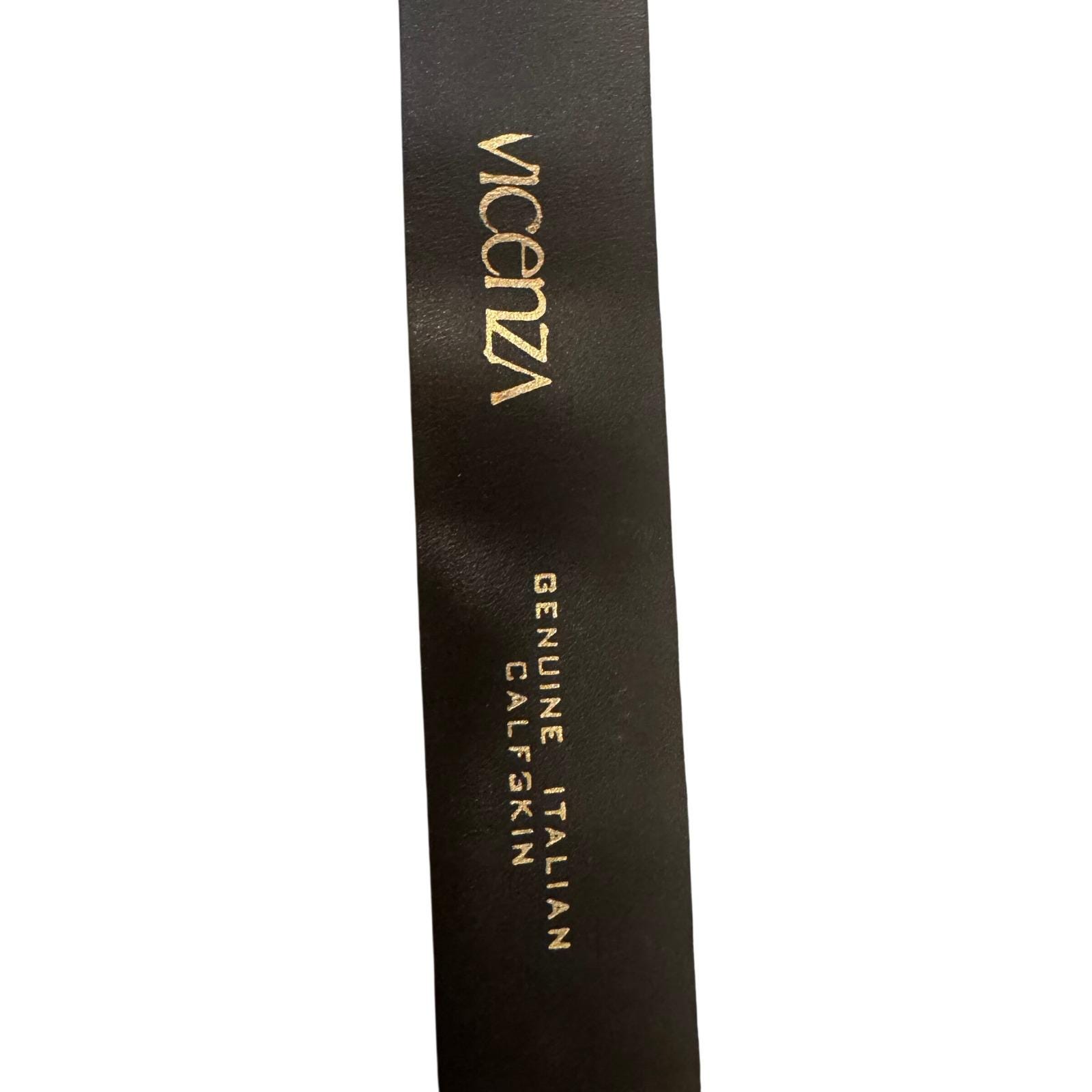 Vicenza Womens Sz 28 Black Genuine ITALIAN Calfskin Leather Pebbled Silver Gold Vicenza Black Italian Calfskin Leather Belt Ornate Buckle  main image 2