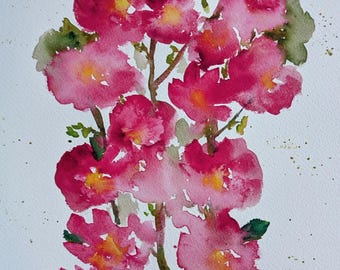 Pintura de acuarela original (no impresa) Flores florales A4