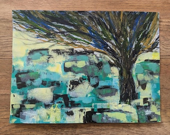 Pintura de paisaje original abstracta pintada a mano A4