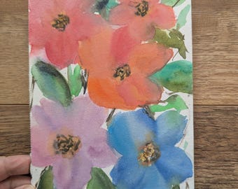 Pintura de acuarela original (no impresa) Flores florales