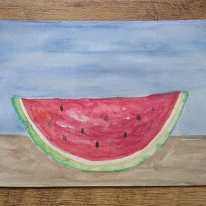 Original Hand Painted watermelon A4 summer fruit not print