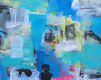 Lienzo acrílico original abstracto pintado a mano