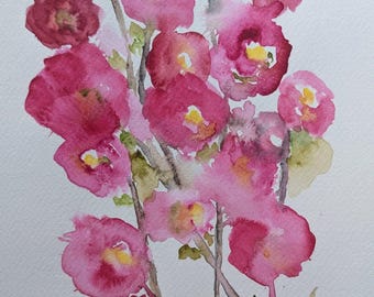 Pintura de acuarela original (no impresa) Flores florales A4