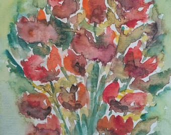 Acuarela original de flores A5