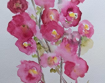 Pintura de acuarela original (no impresa) Flores florales A4