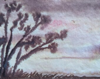 Mini Árbol Dibujo original tinta Pintura de paisaje, pintura de árboles