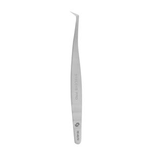 May include: A silver-colored, angled tweezer with the text "STALEKS PRO" and "TE-40/12" printed on the body. The tweezer has a curved tip and is designed for precision tasks. The tool is made of metal and is set against a white background.