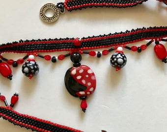 Red and Black Bead Necklace