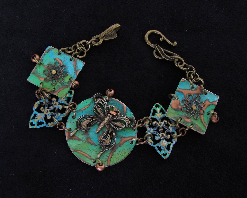 Brass Butterfly and Filigree Bracelet