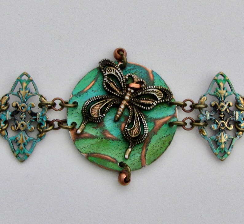 Brass Butterfly and Filigree Bracelet