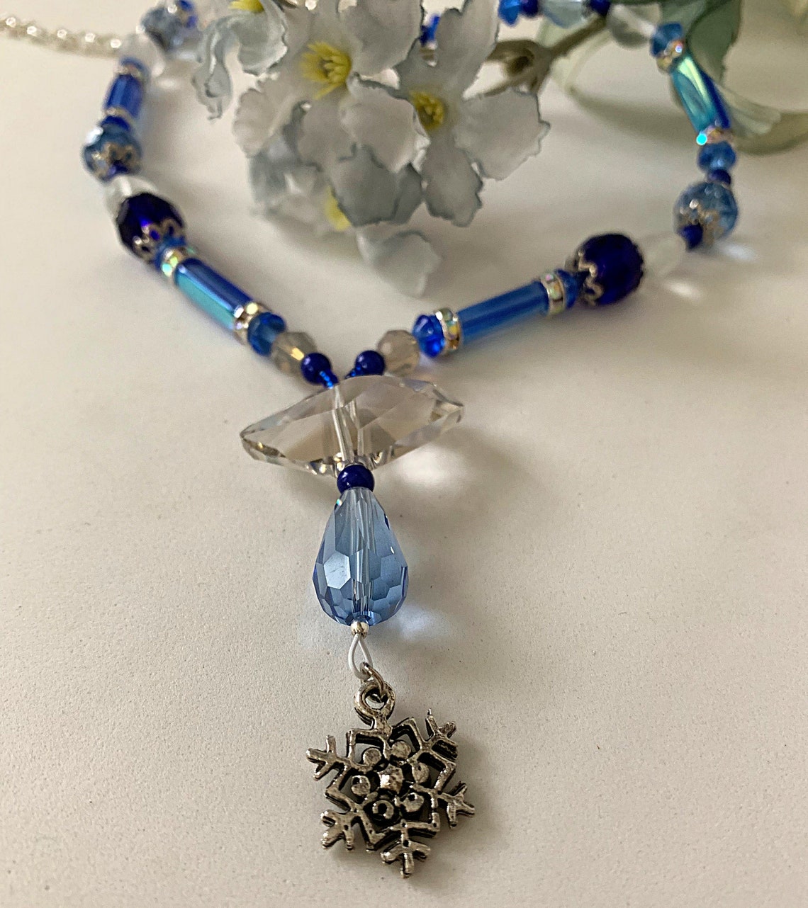 Winter Ice Crystal Necklace Etsy UK