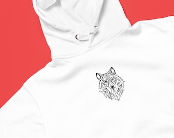 Felpa con cappuccio grafica lupo, felpa minimalista lupo, felpa con cappuccio lupo, felpa lupo, felpa con cappuccio dal design semplice, ispirata alla natura, felpa con cappuccio con animali