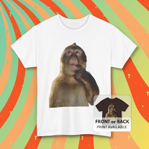 面白い猿のシャツ、バカバカしいミームTシャツ、ダサいミームTシャツ、考える猿、混乱した猿、グラフィックTシャツ、Z世代スタイル