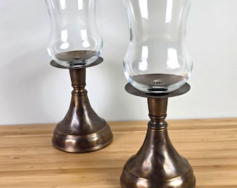 Vintage Glass Hurricane Candle holders