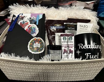 Gift Basket for Readers! Gifts for Book Lovers! Plush Blanket, Reading Fuel Mug, Suprise Book (Romance, Dark Romance, Mystery/Thriller)