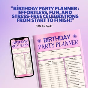 Planificador de cumpleaños, Planificador de fiestas, Plantilla de cumpleaños, Planificación de fiestas de cumpleaños, Planificador de fiestas de cumpleaños