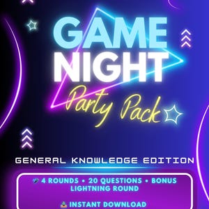 Printable Trivia Game – General Knowledge Party Pack | 20 Questions + Bonus Round | Game Night PDF | Instant Download