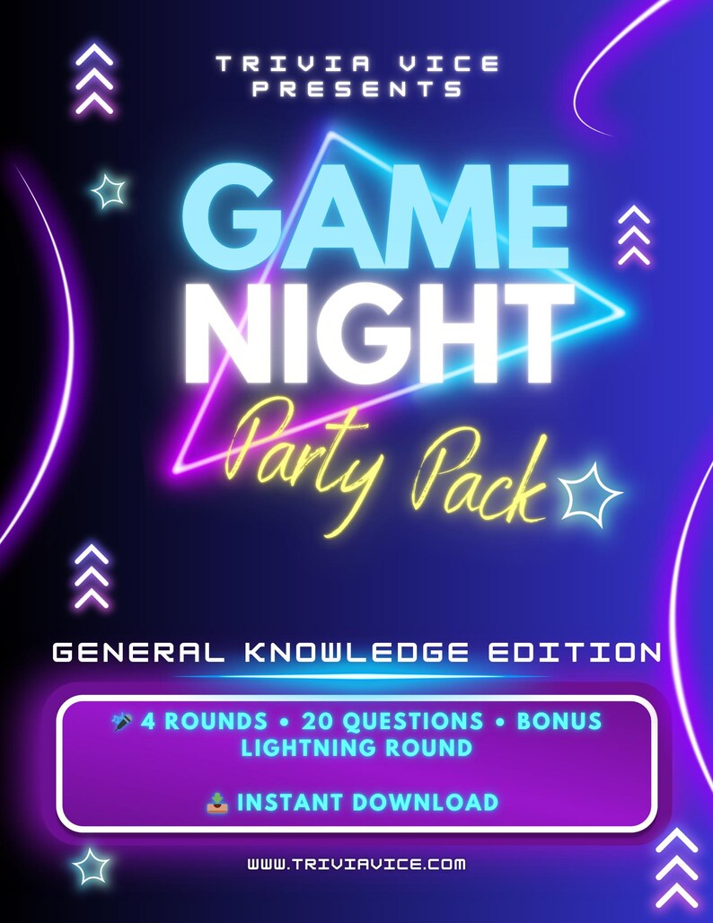 Printable Trivia Game – General Knowledge Party Pack | 20 Questions ...