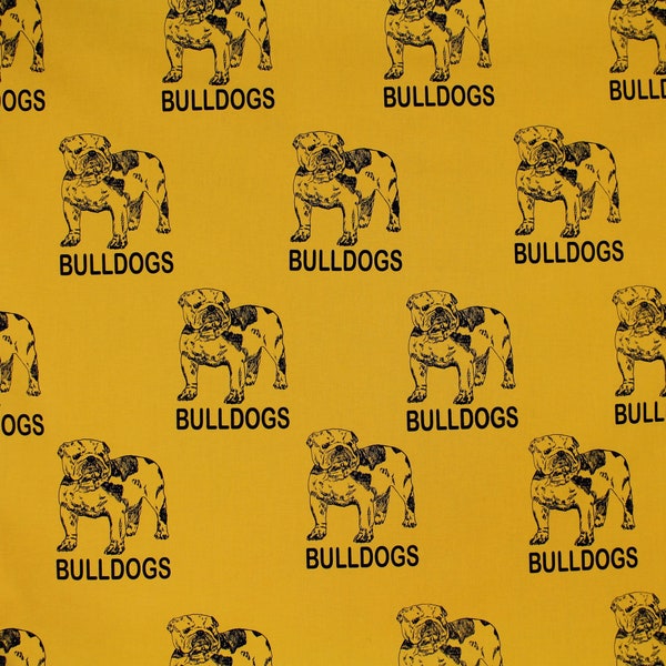 Bulldog Mascot Print Fabric/44" wide/Northcott All Cotton/Craft Supplies & Tools/Sewing/Quilts/Fabric/Bulldog Gifts/Bulldog Fabric w/Words