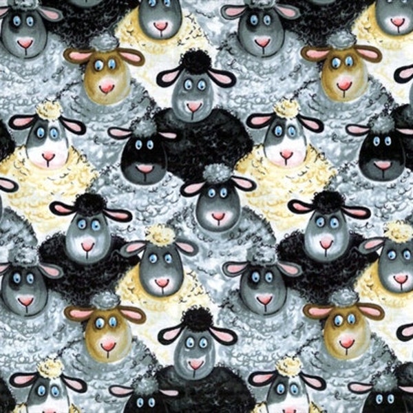 Sheep Fabric/36X44"/Hot Diggity Dog/Craft Supplies & Tools/Sewing/Quilting/Fabric/Sheep Lover Gift/Silly Sheep Print/Sheep Mom Gift