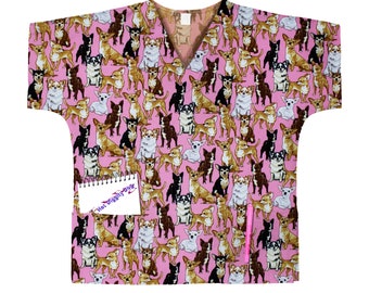Chihuahua Scrub Top Women's Scrubs/Children's Scrubs/Veterinary Scrubs/Clothing/Tops & Tees/Children's Clothing/Chihuahua Gift/Chihuahua Mom