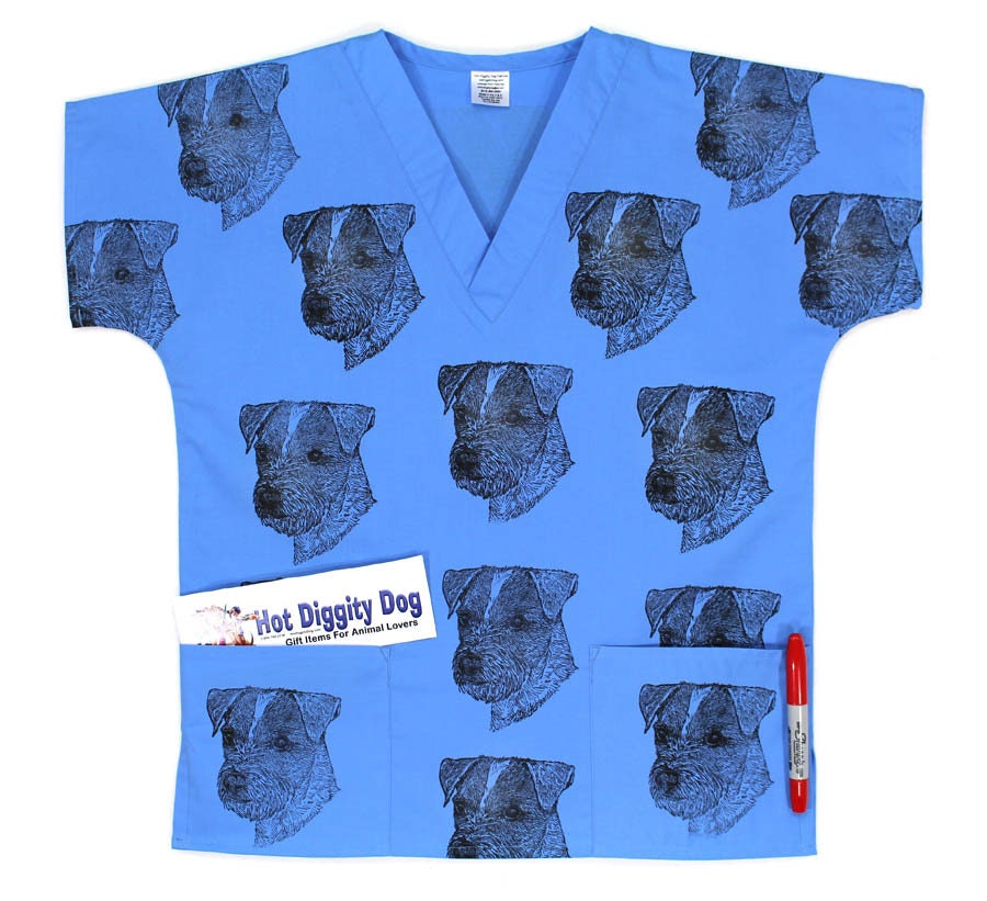 Jack Russell Dog Scrub Top/Women's Scrub/CottonLike Etsy